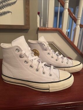 Converse Women’s  High-Top Sneakers in White with Black Trim